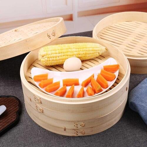 Bamboo Steamer Basket Kitchen Tools Cooker Steam Cooking For Dumpling Rice Vegetable Dim Sum Snack Fish Egg With Cover Set