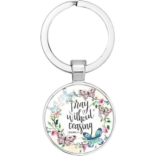 New Fashion Bible Verse Key Chains Handmade Glass Key Ring Scripture Quote Faith Keychain Jewelry Women Men Christian Gifts