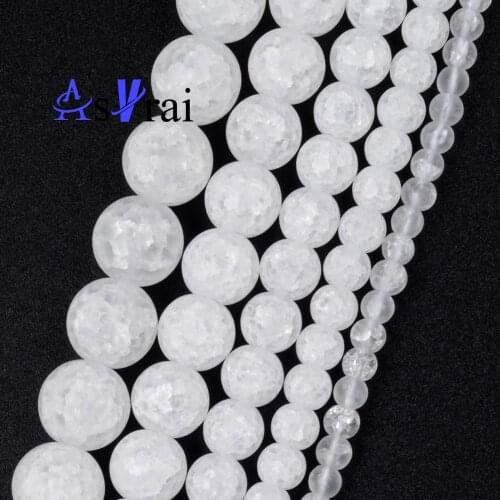 Natural Stone Beads 4 6 8 10 12mm White Cracked Quartz Crystals Round Loose Spacer Beads For Jewelry Making Diy Bracelets Charms