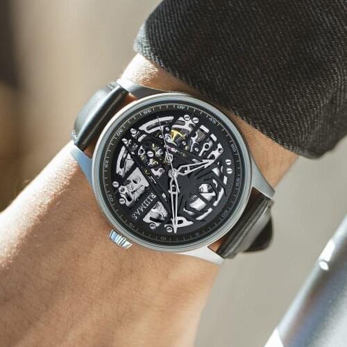 Waterproof Spider Men Skeleton Automatic Mechanical Genuine Leather Sports Watch Top Luxury Male Watches Cool Clock New Creative