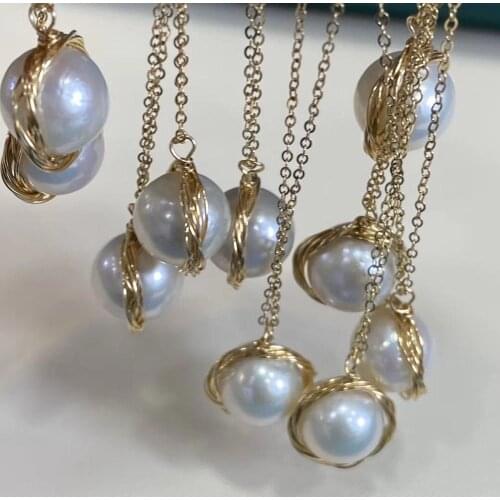 ECHSUN natural Edison pearl pendant earrings 14K gold covered jewelry jewelry handmade pendant earrings wholesale and retail