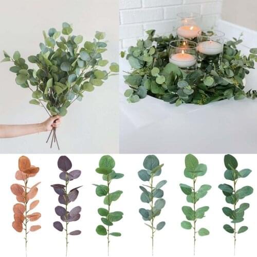 Artificial Plant Eucalyptus Simulation Green Vine Branch Eucalyptus Leaf for Wedding Decoration Shooting Prop Home Garden Decor
