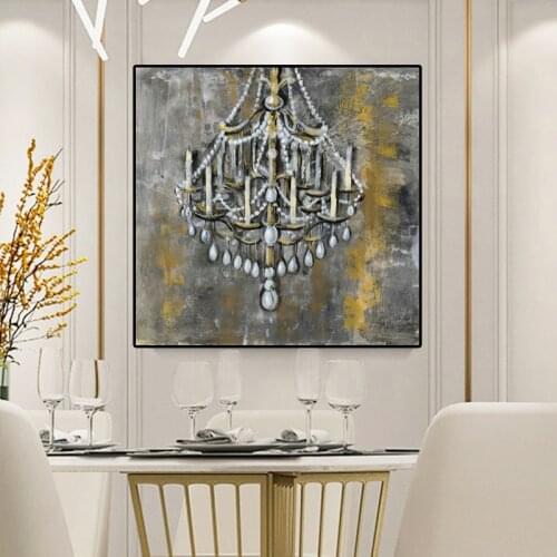 Canvas Painting Modern Candle Crystal Chandelier Pattern Poster Picture Nordic Retro Wall Art Printed Home Decor Living Room