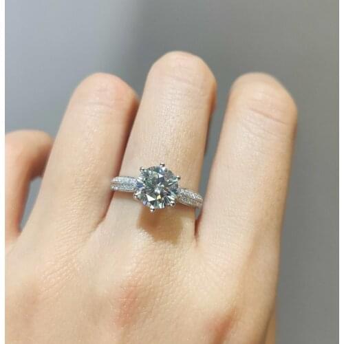 High Quality D Color Moissanite Rings 925 Sterling Silver Excellent Cut 1ct Diamond Test Past Geometric Sparkling Gemstone Ring