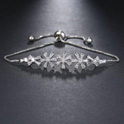 KSRA 2021 New Trendy Flowers Zircon Bracelet For Women Minimalist Bridal Romantic Wedding Prom Bridesmaid Bracelets Jewelry Gift