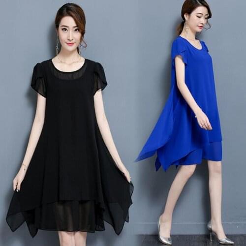 Summer Dress 2020 New Womens Chiffon Dress Loose Slimmer Full Dress Plus size L-5XL