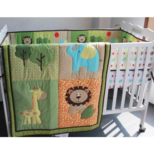 Lovely Bears Sports Baby Crib Bedding Set Quilt Bumper Sheet skirt Nappy Bag for boy Cot Kit 7pc Bedclothes
