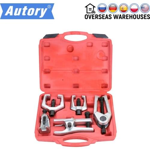 MR CARTOOL 5pcs Front End Service Tool Kit Pitman Arm/Tie Rod End Puller Ball Joint Separator Tie Rod Remover Car Repair Tool