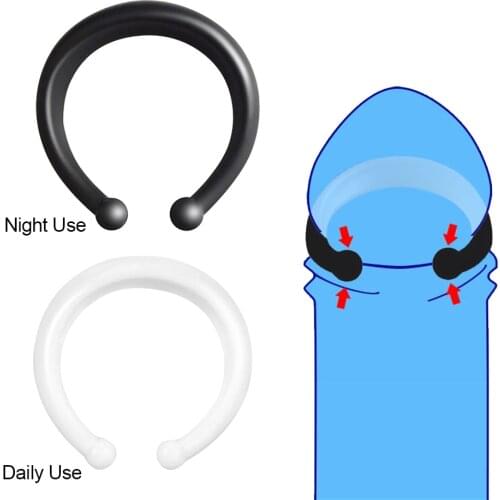Male Foreskin Corrector Silicone Cock Ring Delay Ejaculation Daily/Night Penis Ring Sex Toys for Men 2PCS/Set