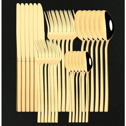 6/30Pcs Western Dinnerware Gold Cutlery Set Stainless Steel Flatware Knife Fork Tea Spoon Set Kitchen Tableware Silverware Set