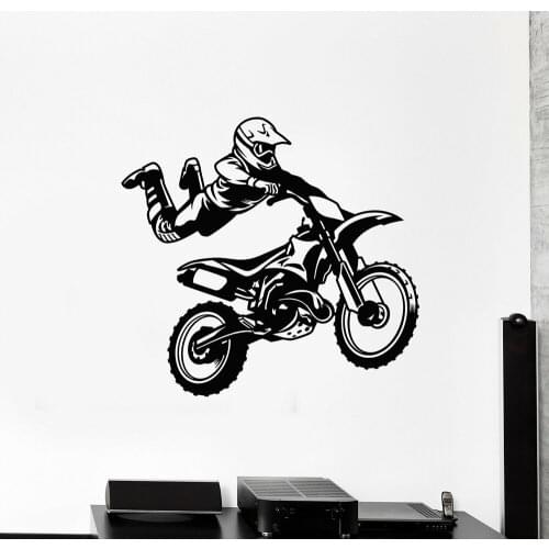Autocycle Wall Decal Boy Bedroom Wall Decor Motorcycle Freestyle Jump Biker Extreme Sports Stickers Vinyl Art Wallpaper P71