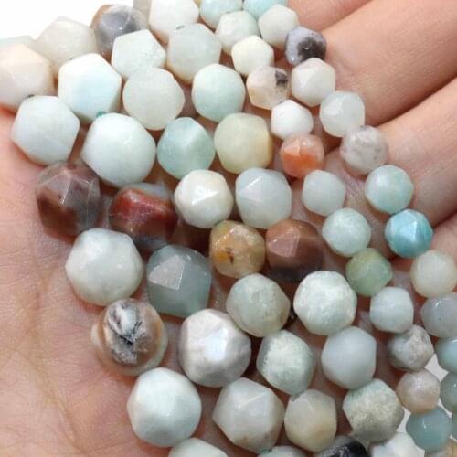 Natural Stone Faceted Colorful Amazonite Loose Spacer Beads For Jewelry Making Charm DIY Bracelet Necklace Accessories 6/8/10mm