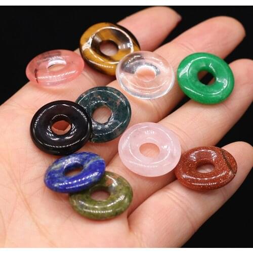 Natural Semi-precious Stone Charm Beads Rose Quartzs Tiger Eye Opal Big Hole Loose Beads for Jewelry Making DIY Necklace Earring