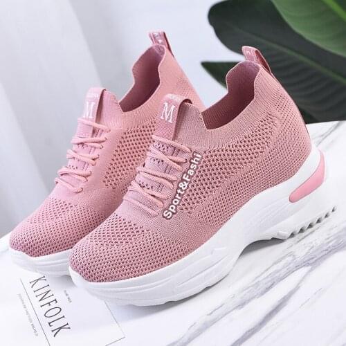 2021 New Womens Sports Shoes Thickened Bottom White Shoes Breathable Shoes Increased Sneakers