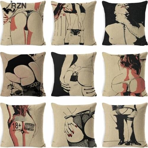 New Sexy Beautiful Girl Pillow Case Beautiful Girl Butt Cushion Cover for Sofa Car Pillow Cover Cartoon Sexy Lady Pillowcase