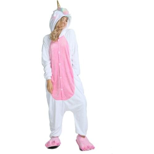 New Cute Adult Women Pajamas Hooded Animal Pajama sets Unicorn Pijamas Cartoon Sleepwear Totoro Panda Koala Bat