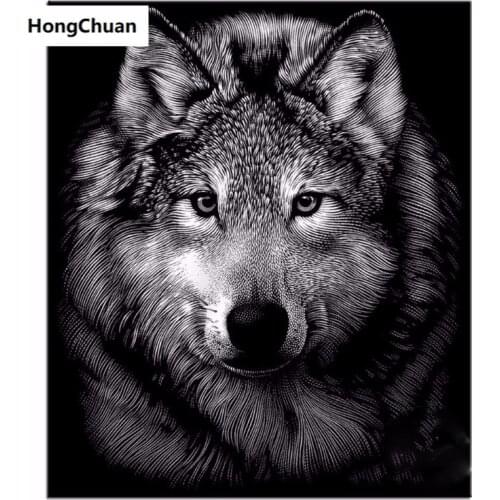 New Product Wolf Painting DIY Inlaid Handmade 5D Diamond Embroidered Cross Stitch Kit Home Decoration Christmas Gift