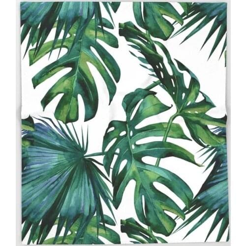 Tropical Leaves Cartoon Throws for Sofa Cute Design Classic Palm Leaves Blankets Christmas Decorations for Home Custom Blanket