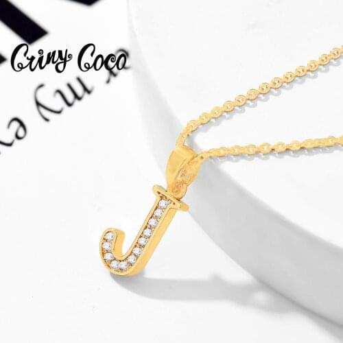 2020 Elegant J Letter Choker Necklace Lovers Gold Color Chain Copper CZ Pendant Necklaces Wedding Jewelry For Women Wholesale