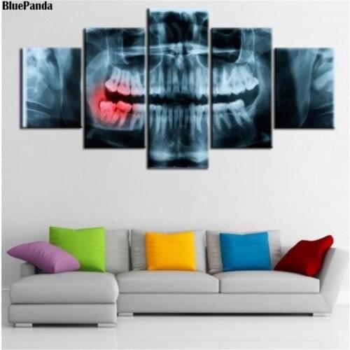 Panoramic Dental X Ray 5 Pieces Modern Canvas Painting Oil Print Poster HD Picture For Living Room Office Home Decoration