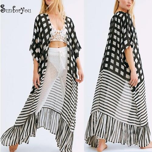 Bathing suit Cover ups Pareo Beach Chiffon Beach Cover up Dress Vestidos Playa Robe Plage Swimsuit Cover up Beachwear Tunic