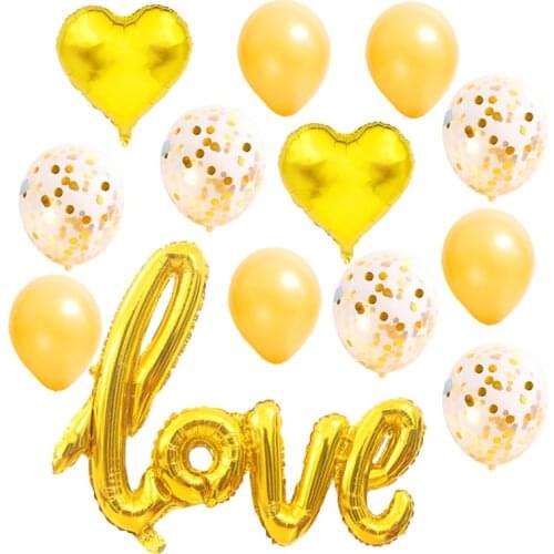 13pcs/lot Clear Balloons Gold Love Heart Foil Confetti Transparent Balloons Happy Birthday Baby Shower Wedding Party Decorations