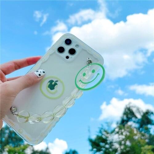 Cute sunFlower Clear Phone cover + Wrist Strap Handy Chain For iPhone 12 Mini 11 Pro Max XS max XR X 7 8 Plus SE20 gril kid gi