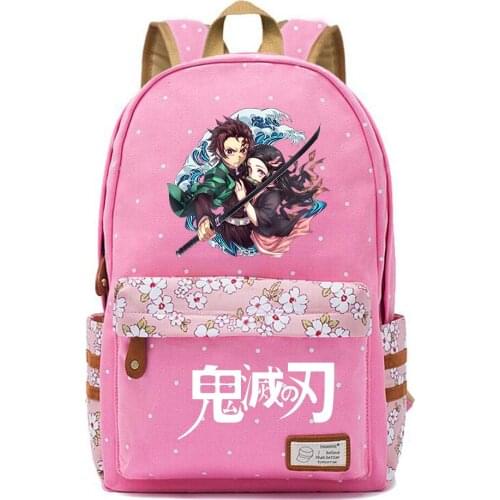 Backpack Anime Demon Slayer Canvas Schoolbag Teenger Packsack High Quality Casual Mochila Unisex Student Travel Laptop Bag