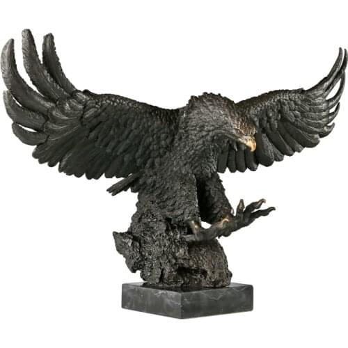 Large Spread Wings Eagle Statue Sculpture Bronze Wild Animal Hawk Falcon Figurine Business Gift Garden Front Yard Decor Big