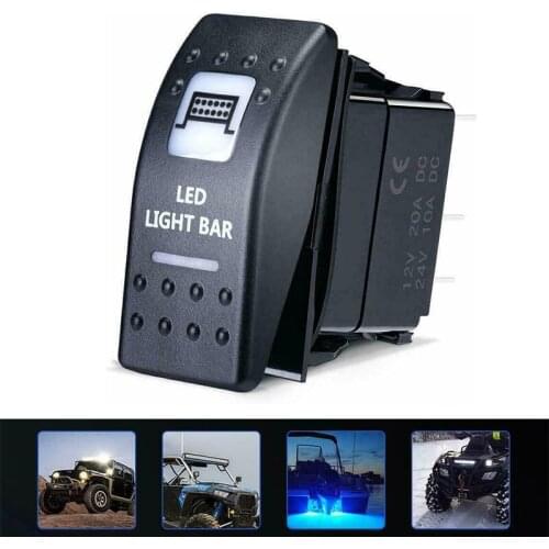 LED Light Bar Switch White Light ON-OFF Rocker Switch 12 Volt Accessories Durable
