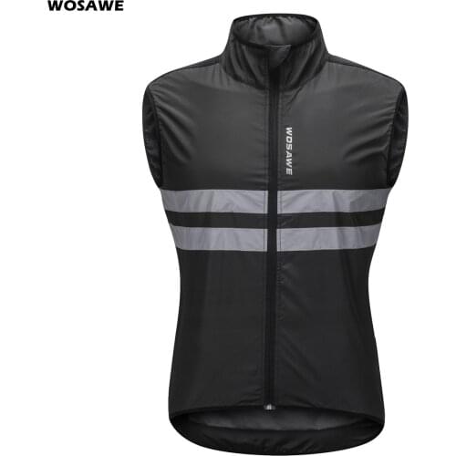 WOSAWE Reflective Cycling Vest Windproof MTB Road Bike Bicycle Sleeveless Jersey Top Cycle Gilet ciclismo Wind Coat M-3XL