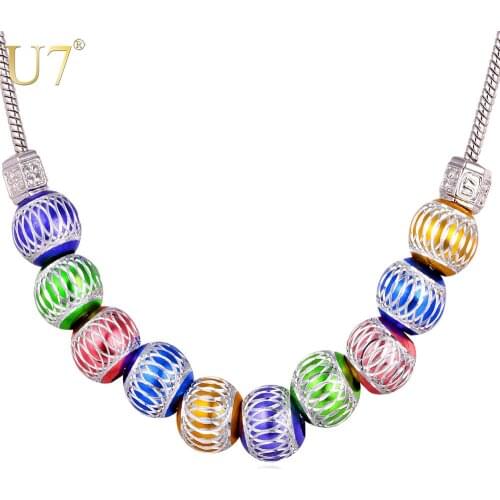 U7 DIY Jewelry Cute Bead Necklace Women Fashion Jewelry Wholesale Trendy Colorful Ball Necklaces Pendant P462