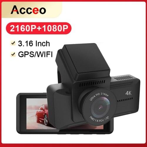 E-ACE B44 4K Dash Camera 2.45 Inch Mini Car Dvr 2160P FHD Dashcam Night Vision Video Recorder Dual lens wifi Registrar with GPS