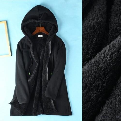 New Extra Large Size Womens Plus Cashmere Thick Casual Jacket Lambswool Coat Hooded Warm Clothing Fleece Chaquetas Mujer Y843