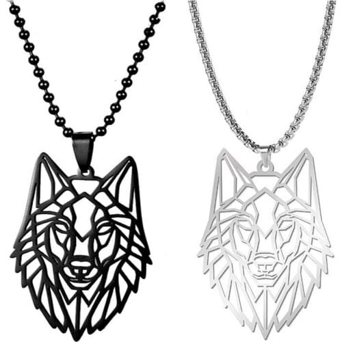Wolf Animal Necklace 316L Stainless Steel Forest Animals Men Necklace Hollow Cut Out Pendant Jewelry Gift For Women Men