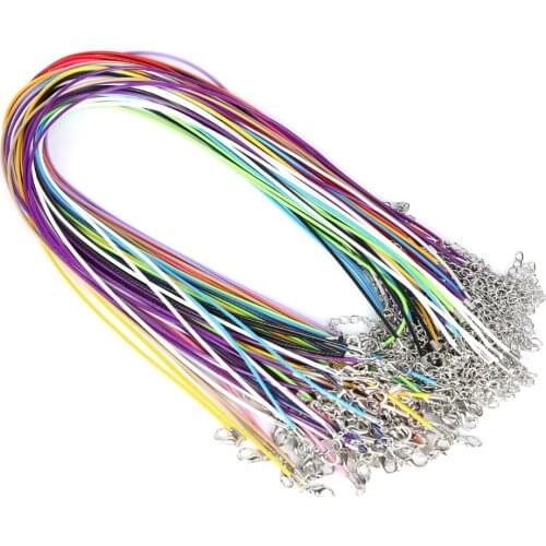 10pieces 1.5/2mm Multicolor PU Leather Cord Chain Necklace with Silver Clasp String Ropes Men Women and twisted Braided Rope