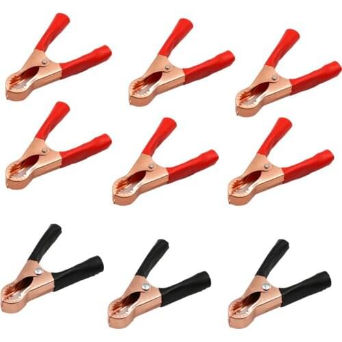 10pcs 50A Red/Black Crocodile Battery Test Lead Clips 80mm Wire Clip Alligator Clips Connector Plug Power