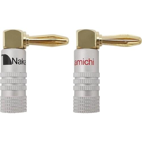 2Pcs Red & Black L Shape 4 mm Banana Male Plug Right Angle 90 Degree Audio Video Speaker Plugs Adapter Wire Cable Connector