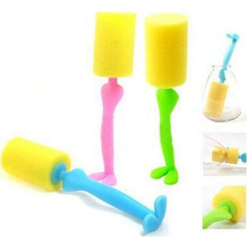 2015 new arrival gentleman cup brush long handle wash brush creative cleaning utes sponge with handle 5pcs/lotO0157