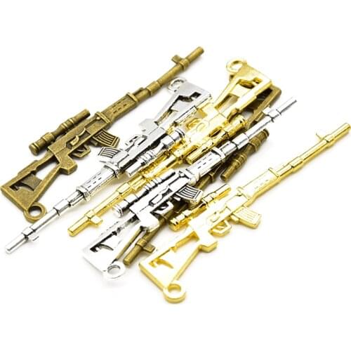 3pcs Wholesale Three Color Gun Charms Zinc Alloy Metal Sniper Rifle Pendant For DIY Handmade Jewelry Accessories Making 79*24mm