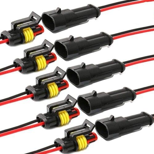 5 pcs 2 Pin Way 16 AWG Automobile Waterproof Connector Wire 1.5mm Series Terminal Connector Car Truck Boat Wire Connections