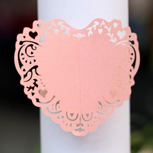 50pcs Love Heart Paper Napkin Rings Holders for Wedding Decoration Party Supplies Dinner Banquet Table Decoration Accessories