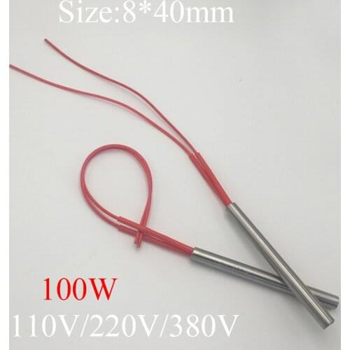8x40 8*40mm 100W AC 110V 220V 380V Stainless Steel Cylinder Tube Mold Heating Element Single End Cartridge Heater