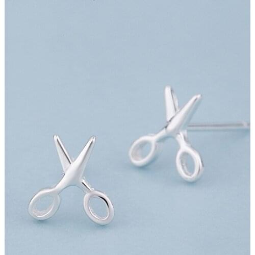 925 Sterling Silver Piercing Punk Scissors Stud Earrings for Women Girls Wedding Party Gift Femme Jewelry pendientes A132