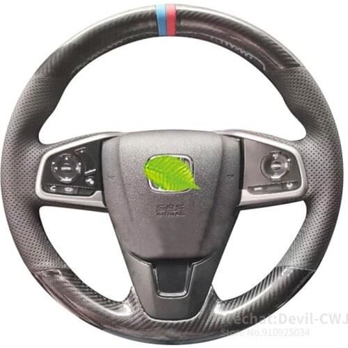 Alcantara For Honda 10th gen Civic CRV Breeze Envix Crider steering wheel cover leather suede carbon fiber hand-stitch grip