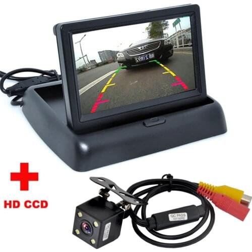 Auto Parking Assistance New 4LED night Car CCD Rear View Camera With 4.3 inch Color LCD Car Video Foldable Monitor Camera