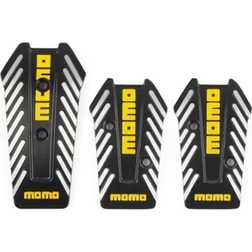 AYJERY 3Pcs/Set MOMO Style Nero Car Racing Pedals Alu Universal Manual Brake Pedal Foot Pedal Non Slip Black Sport Racing Pedals