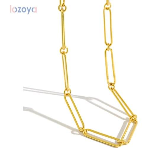 LOZOYA 925 Sterling Silver 2021 Horoscope Rock Punk Chain Long Choker Necklace 40cm Square Fine Jewelry Jewelry For Women