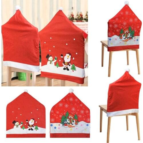 Christmas Chair Covers Santa Claus Snowman Red Cap Chair Back Cover Christmas Party Home Table Decoration New Year Navidad