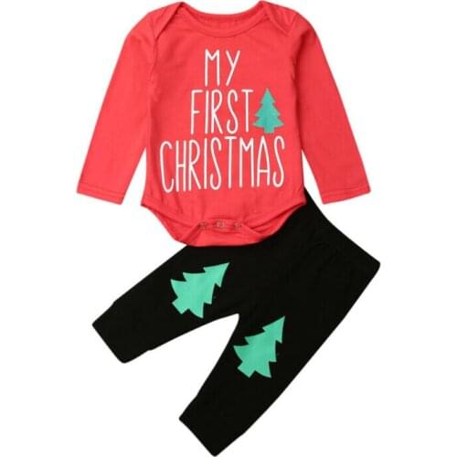 Baby Clothes 2019 Newborn Baby Girl Clothes My First Christmas Bodysuit+Leggings Pants Outfit Set